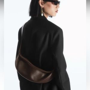 COS Leather Crossbody Bag Dark Brown